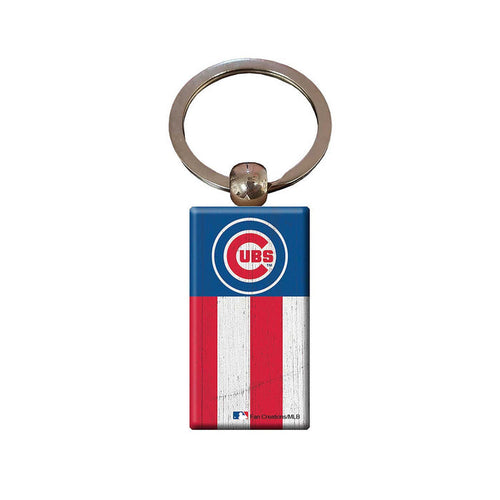 Chicago Cubs Wooden Flag Keychain