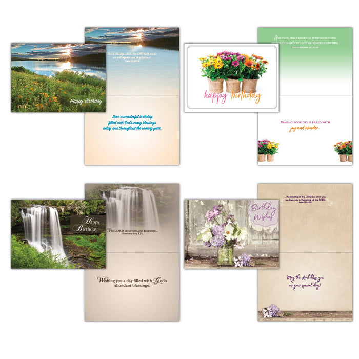 A large assortment of 24 birthday cards with KJV scripture