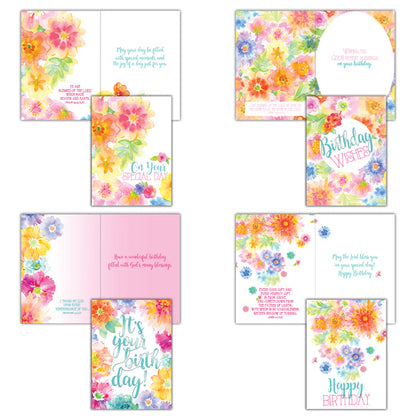 Christian Birthday Cards by Shared Blessings-Bright Blooms, Box of 12 Cards
