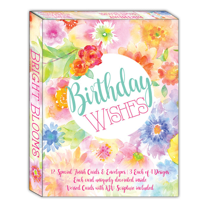 Christian Birthday Cards by Shared Blessings-Bright Blooms, Box of 12 Cards
