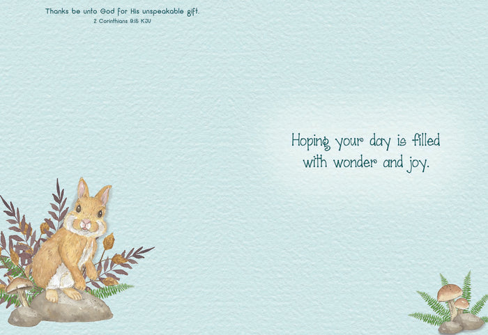 Card with writing and a bunny