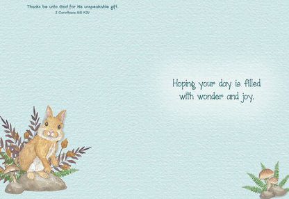 Card with writing and a bunny