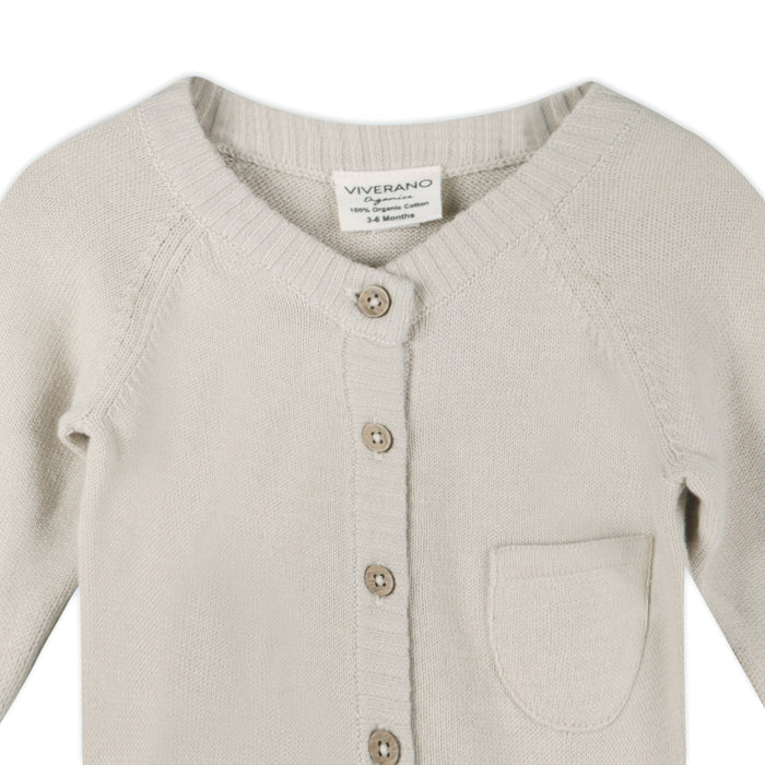 Classic Button & Pocket Sweater Knit Baby Jumpsuit Coverall (Organic)