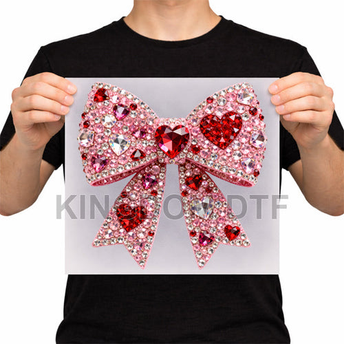 Coquette Bow Faux Rhinestones DTF Transfers - Ready To Press