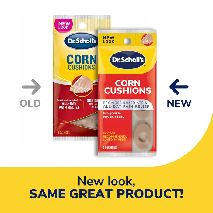Dr. Scholl’s Corn Cushions package showing old and new look side-by-side