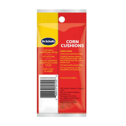 Dr. Scholl’s Corn Cushions back label with directions and barcode