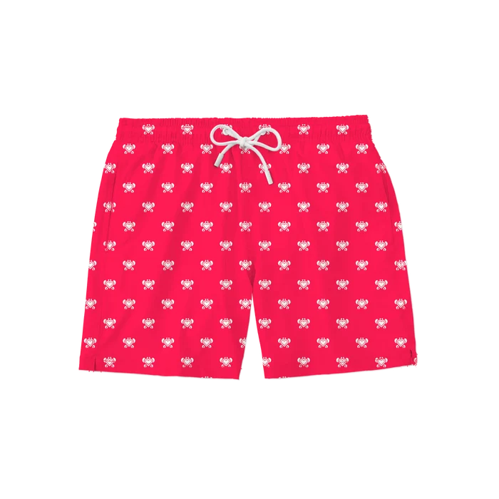 Nachhaltige Kinder-Badehose aus recyceltem Material – Modell Crabby Crab von Noah*s Ocean.