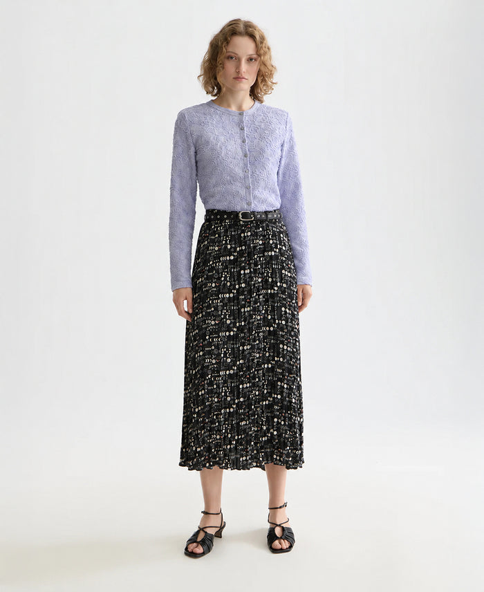Crinkle Pleat Midi Skirt