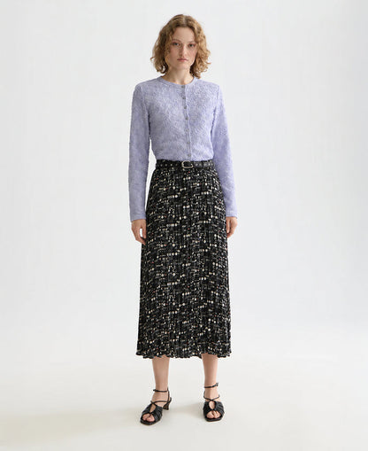 Crinkle Pleat Midi Skirt