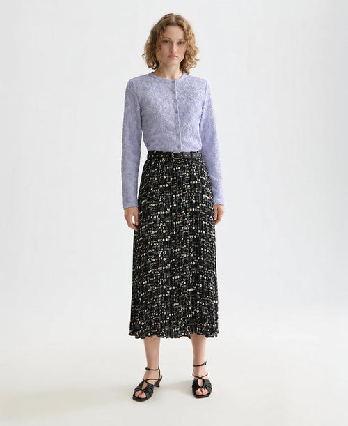 Crinkle Pleat Midi Skirt