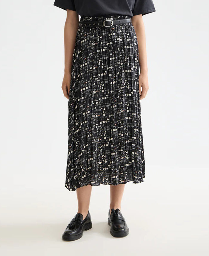 Crinkle Pleat Midi Skirt