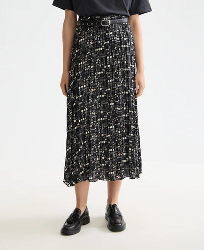 Crinkle Pleat Midi Skirt