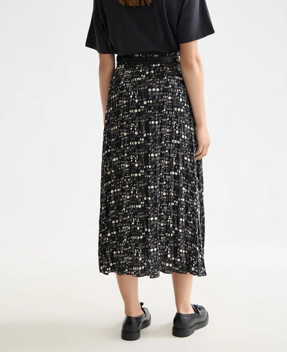 Crinkle Pleat Midi Skirt