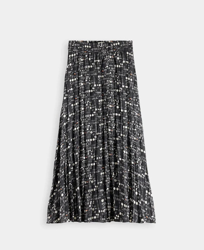 Crinkle Pleat Midi Skirt