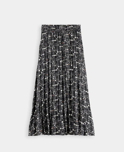 Crinkle Pleat Midi Skirt