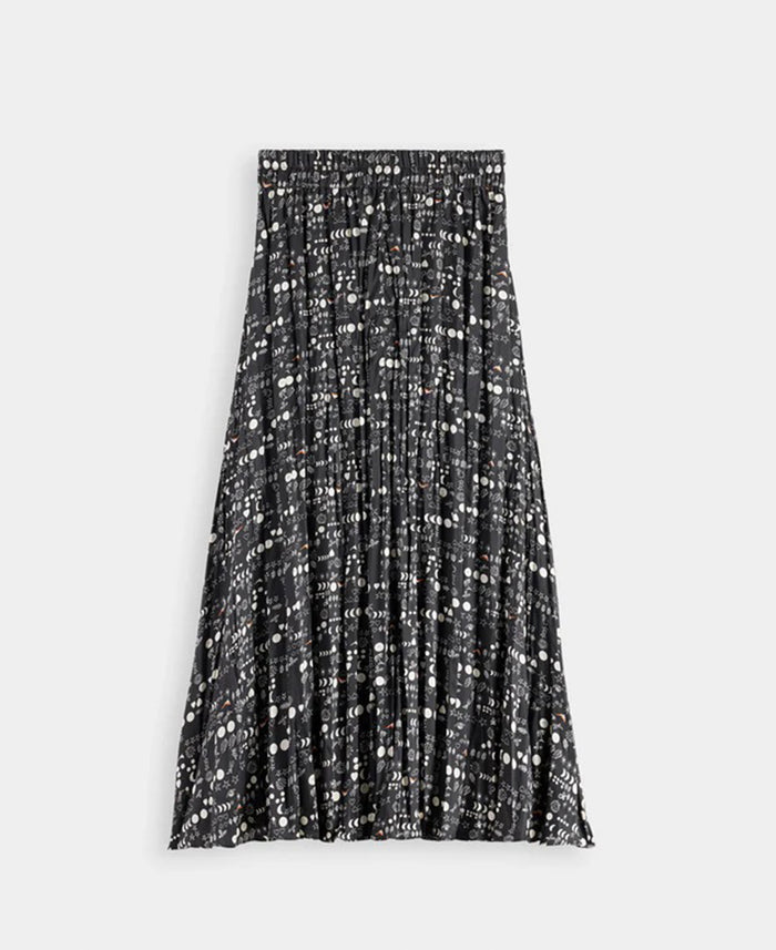 Crinkle Pleat Midi Skirt