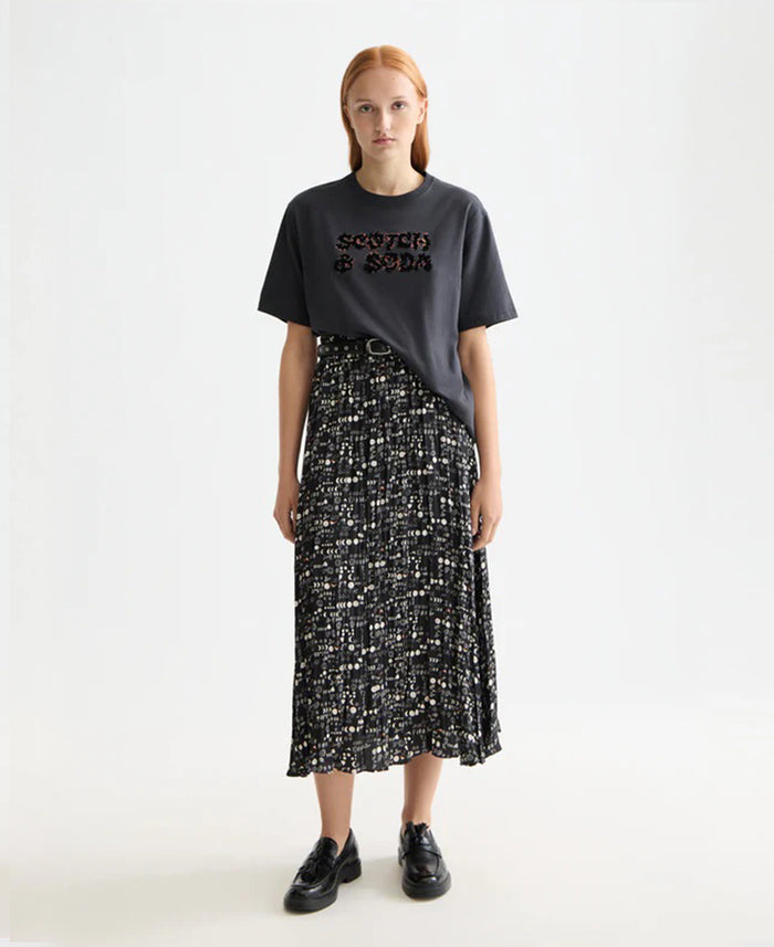 Crinkle Pleat Midi Skirt
