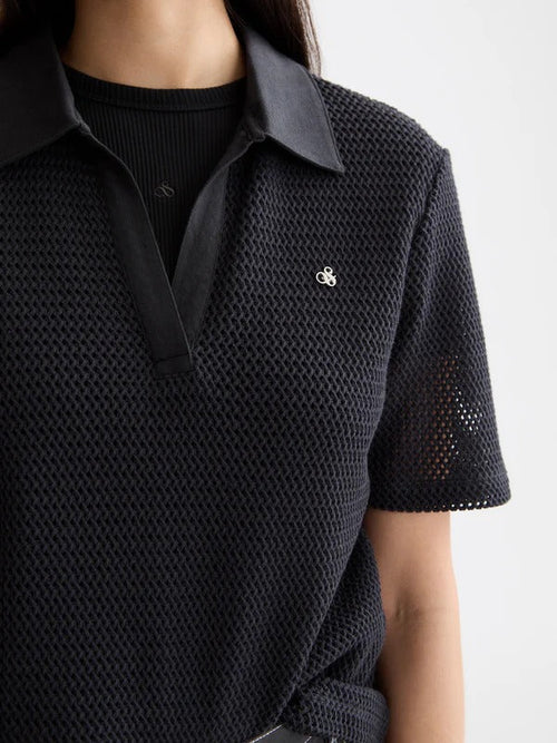 Crochet Polo Knit Top