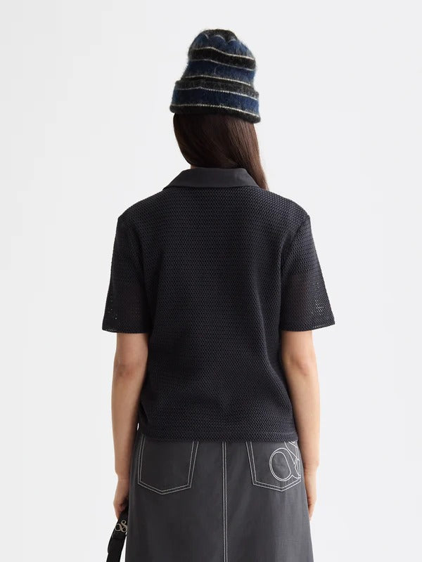 Crochet Polo Knit Top