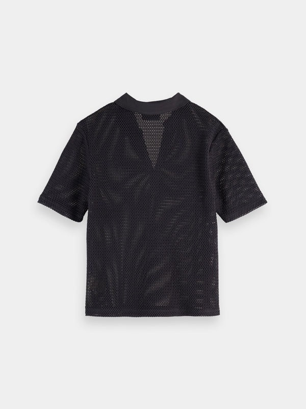 Crochet Polo Knit Top
