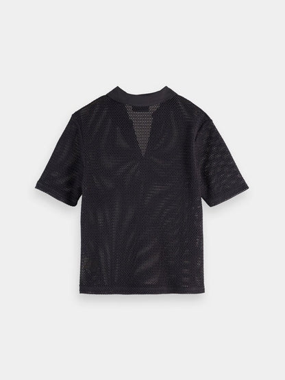 Crochet Polo Knit Top