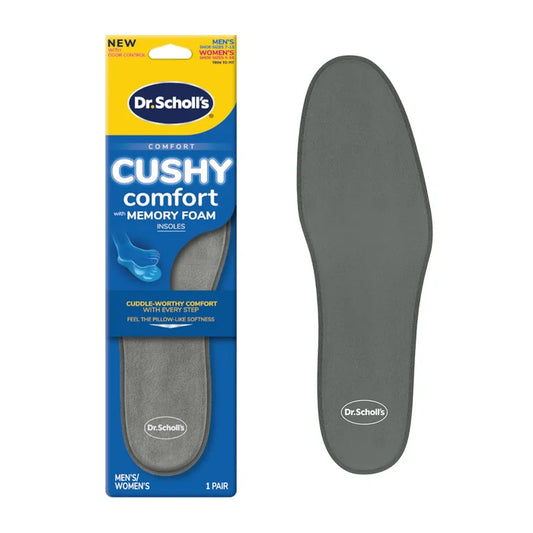 Gray Dr. Scholl's memory foam insole with cushioned arch support