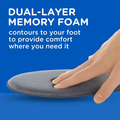 Gray memory foam insole close-up, soft cushioned top surface