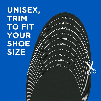 Trim-to-fit insole size guide with curved sizing lines on template