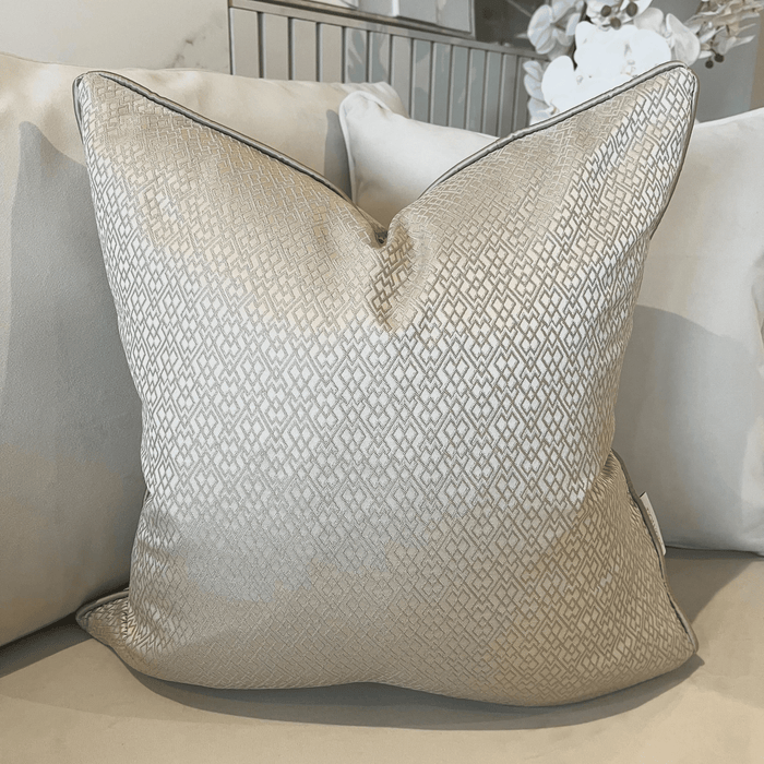 Cyrene Taupe Metallic Geometric Cushion Cover - 50x50cm Textiles