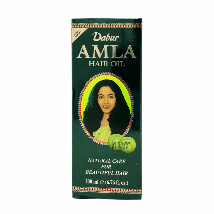 Dabur Amla Hair Oil, nourishing hair care oil enriched with amla extract, designed to moisturize the scalp, condition hair, and leave it looking smooth, shiny, and healthy.