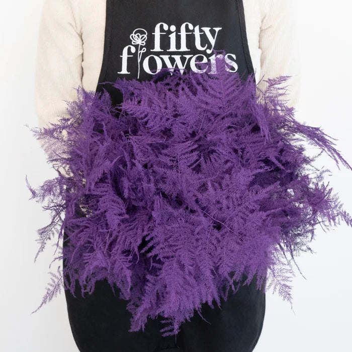 Dark Purple Enhanced Plumosa Fern Greenery Apron - Image