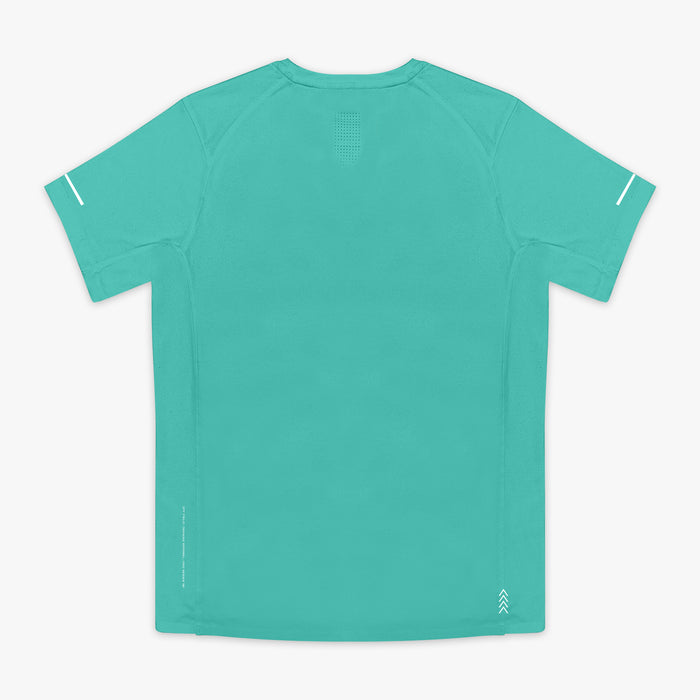 Blue Diamond Tech Vented Teal graphic tee — back view