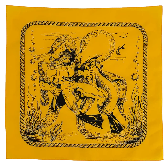 Diver & Octopus gold Bandana — Art by Dom “Etienne” Orejudos