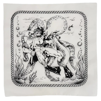 Diver & Octopus White Bandana — Art by Dom “Etienne” Orejudos