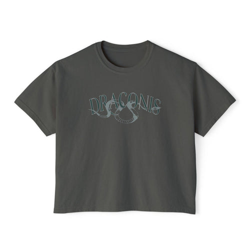 thtgrlreads Ruthless Boys of the Zodiac collection crop top featuring vintage-washed Comfort Colors fabric with a subtle Draconis graphic in stylized lettering perfect for bookish and romantasy fans.