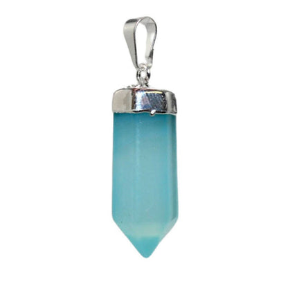 Dyed Blue Agate Small Point Pendant -earths elements