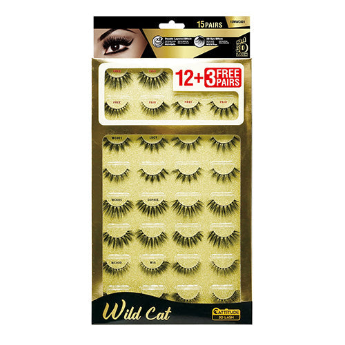 Ebin New York Cattitude 3D Eyelashes 15 Pairs