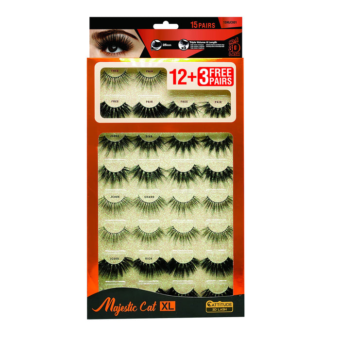 Ebin New York Cattitude 3D Eyelashes 15 Pairs