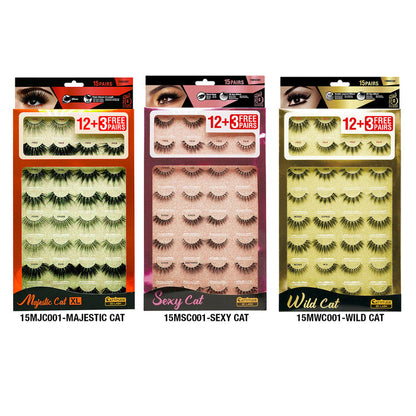Ebin New York Cattitude 3D Eyelashes 15 Pairs
