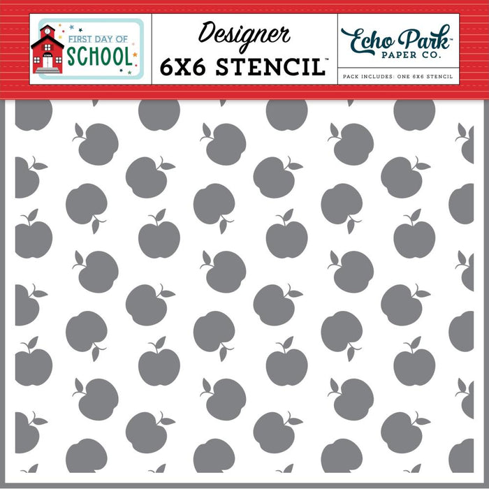 Echo Park - Stencil 6"X6" - Teacher's Treat. This 6 x 6 reusable stencil can be used with your favorite inks, embossing pastes, glitter pastes, texture pastes, paper glazes, paints, sprays, and other crafting mediums (sold separately). Available at Embellish Away located in Bowmanville Ontario Canada.