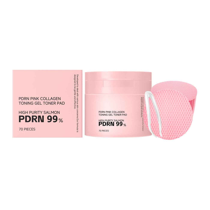 EELHOE PDRN Pink Collagen Toning Toner Pads – Collagen Soothing Essence Cotton Pads 70pc Suit EELHOE COSMETICS