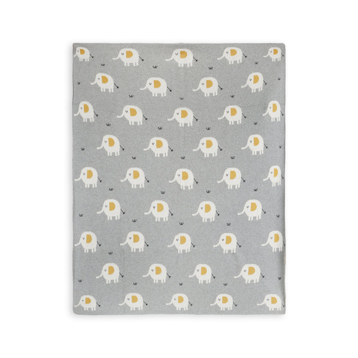 Elephant - Jacquard Sweater Knit Baby Blanket (Organic Cotton)