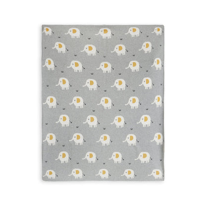 Elephant - Jacquard Sweater Knit Baby Blanket (Organic Cotton)