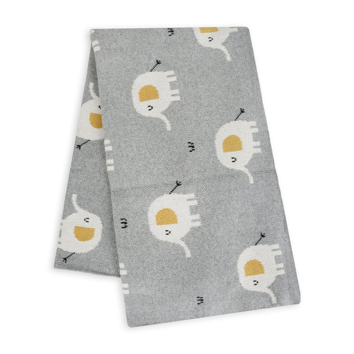 Elephant - Jacquard Sweater Knit Baby Blanket (Organic Cotton)