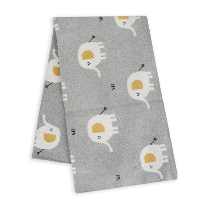 Elephant - Jacquard Sweater Knit Baby Blanket (Organic Cotton)