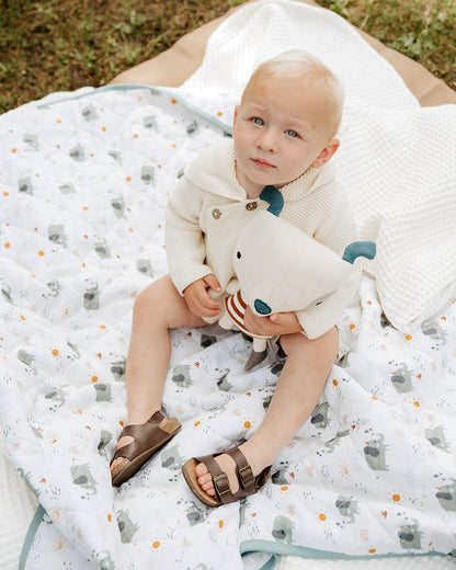 Organic Elephant Reversible Baby Quilted Blanket - Baby Shower Gifts