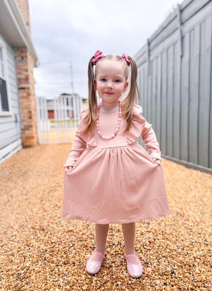 'Eloise' Ribbed Dress - Dusty Rose