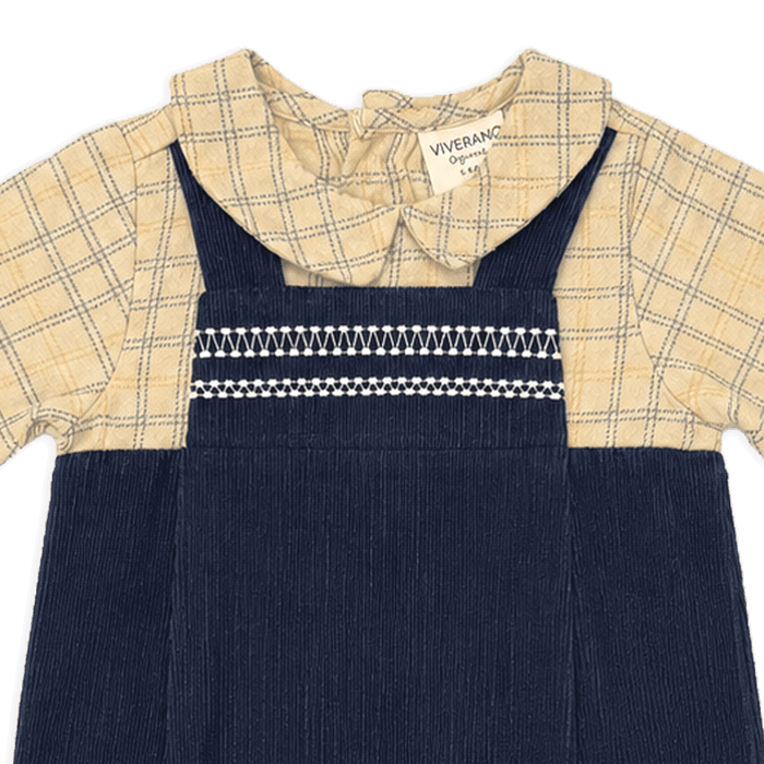 Organic Embroidered Corduroy Baby Coverall Jumpsuit, Detail