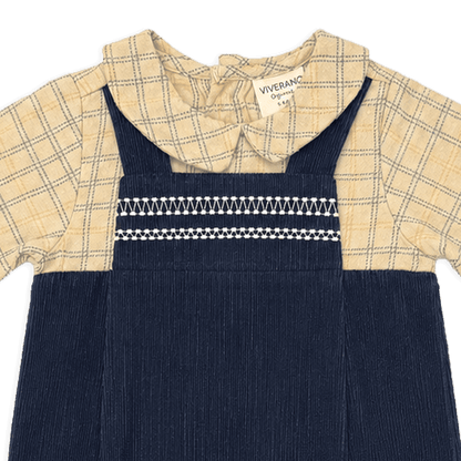 Organic Embroidered Corduroy Baby Coverall Jumpsuit, Detail