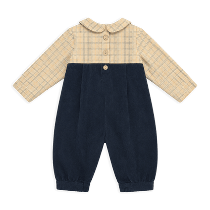 Organic Embroidered Corduroy Baby Coverall Jumpsuit, Back